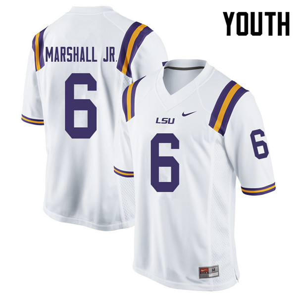 Youth #6 Terrace Marshall Jr. LSU Tigers College Football Jerseys Sale-White